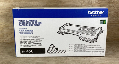 Cartouche de toner noir haut rendement Brother TN450 authentique NEUVE - Photo 1/6