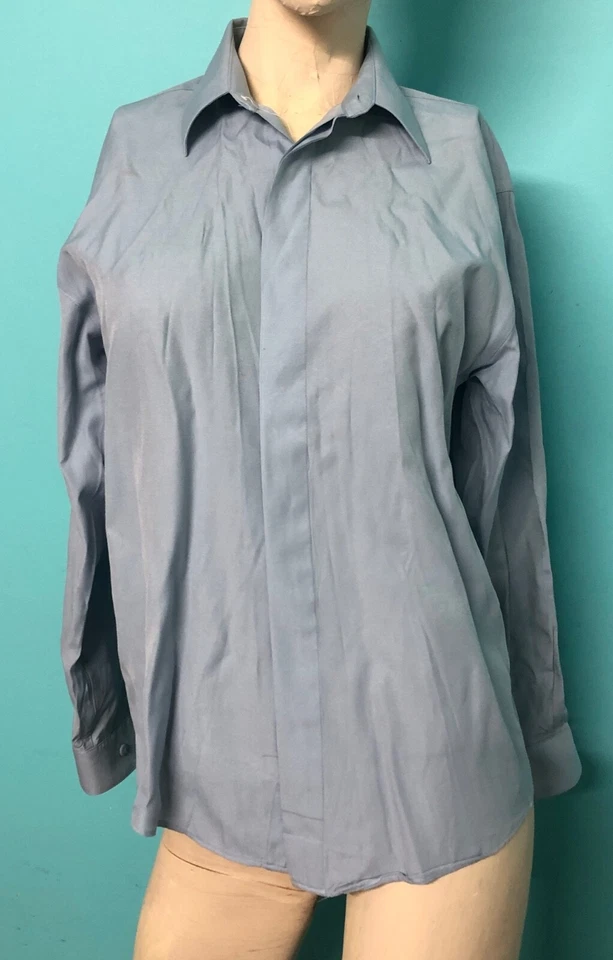 Y2K Michael James мальчиков скрытый пуговицах воротник платье рубашка Periwinkle 14-16 - Изображение 3 из 4