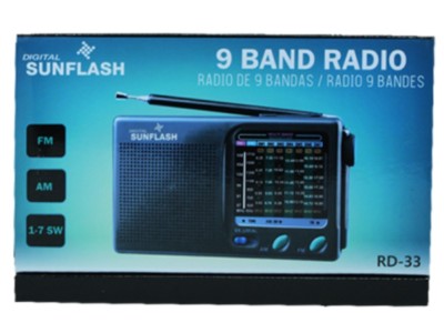 Sunflash RD-33 AM/FM 9-Band Mini Radio +Built-In Speaker