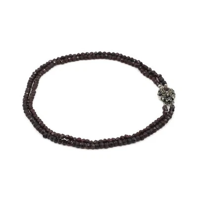 Collier Halskette mit Granate 2 rhg. in 835er Silber Antik Garnet Tracht L.40 cm - Bild 1 von 4