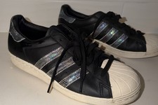 Adidas Superstar Negro Iridiscente Serpiente Concha Puntera Tenis Mujer’s Talla 8