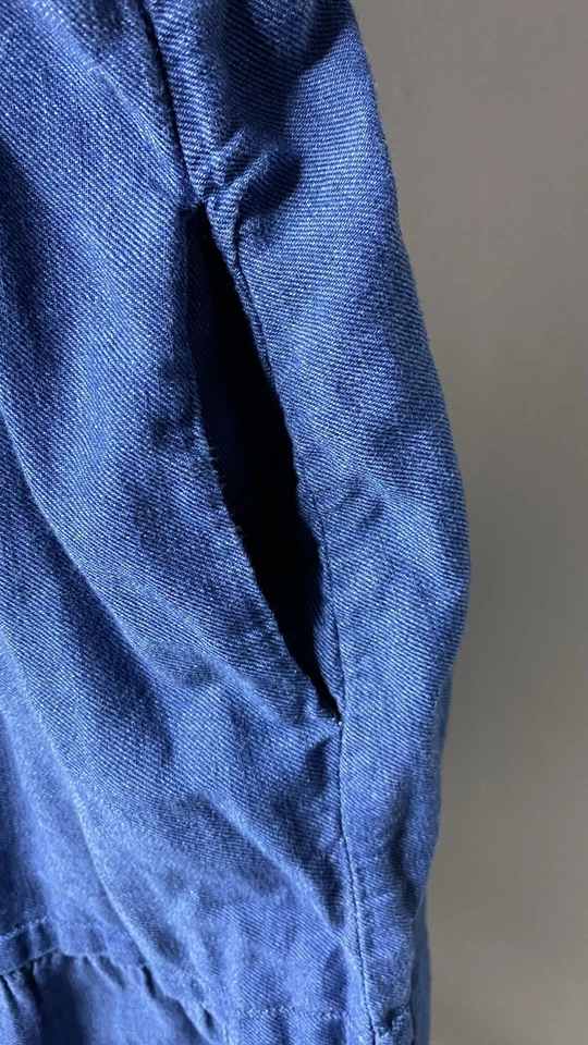 Maeve Anthropologie Somerset Maxi Dress Women's Large Blue Chambray Tiered Boho - Image 3 of 4