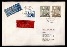 DR WHO 1990 GERMANY DDR 2M REGISTERED AIRMAIL REHNA TO ROMANIA w32069
