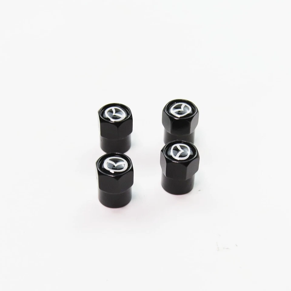 Compatible with Mazda 4Pcs Tire Valve Stem Caps Black Anodized Aluminum - Image 4 of 4