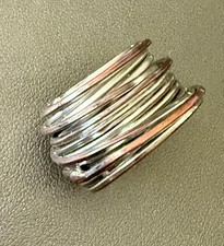 vtg Copper Steel Wire Wrap Large Statement Ring Mid Century Boho sz 5