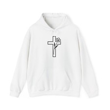 Cross Flower Hoodie for Faith  Nature Lovers, Spiritual Gift, Church