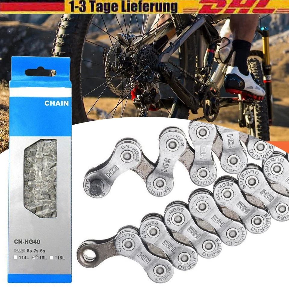 CN-HG40 FÜR SHIMANO 6/ 7/ 8 Fach 116 Glieder Fahrradkette Mountainbike Kette - Bild 2 von 4