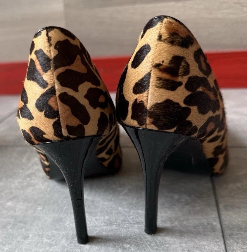 Nine West Animal Print Real Fur Heels Slim Pump Shoes Pointed Toe Size 8M - Image 3 of 4
