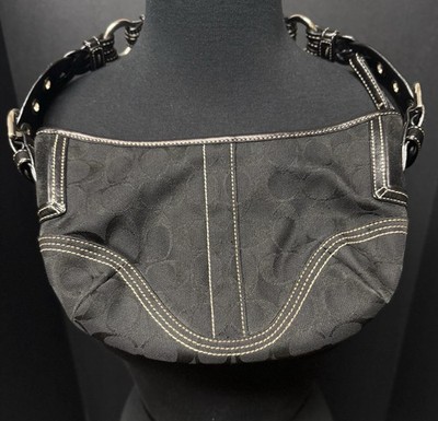 Vintage Coach SoHo Hobo Black Optic C Canvas Leather 90s Y2k 6266