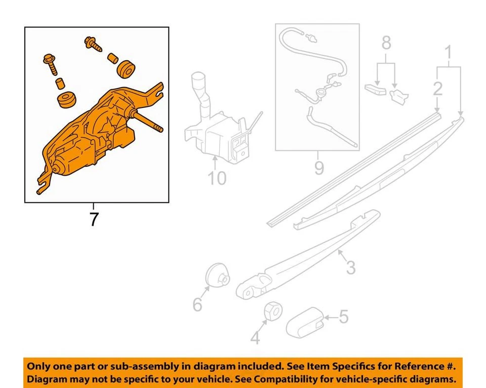 2010-2014 Subaru Impreza Outback Hatch Rear Window Wiper Arm Motor OEM - Image 3 of 4
