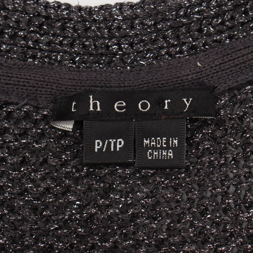 Mini Vestido Theory Gris Metálico Tejido Talla P/TP Manga Corta Envolvente Carrera Fiesta Foto 4 de 4