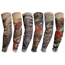 6 Pcs Arm Sleeves - Fake Tattoos, Temporary Tattoo Covers for Men & Women (Sun P