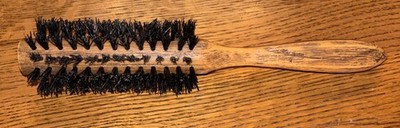 Round Bristle Styling Hair Brush Plastic Wood-Like Handle Unmarked 8.5 