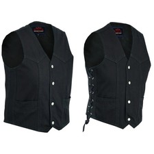 Kid's Side Lace Unisex SOA Black Toddler Denim Vest Biker Riding V Neck Vest