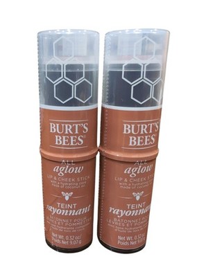 2 Pack Burt's Bees All Aglow Lip & Cheek Stick 1254 Peach Pond 0.32 oz Each
