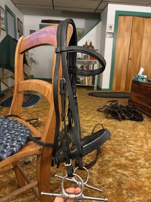 Wintec Bridle with Snaffle Bit Horse Sized Black Biothane