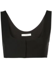 THE ROW Grazia Black Sleeveless Cropped Scoop Neck Bralette Top Blouse Vest 2