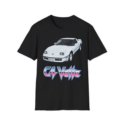 C4 Vette Shirt Retro Neon Gradient 80s Sports Car Graphic Tee Vintage Style