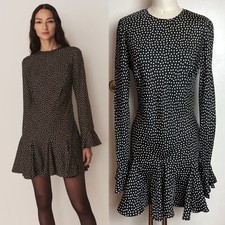 $378 Dôen Narcisse Polka Dot Viscose Silk Twill Mini Dress Size S NWT