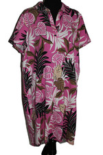 NWT T by Talbots Womens 2X Polo Dress Pink Breezy Palm Tropical Print N