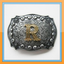 3-D INITIAL LETTER " R " RODEO COWBOY WESTERN BELT BUCKLE