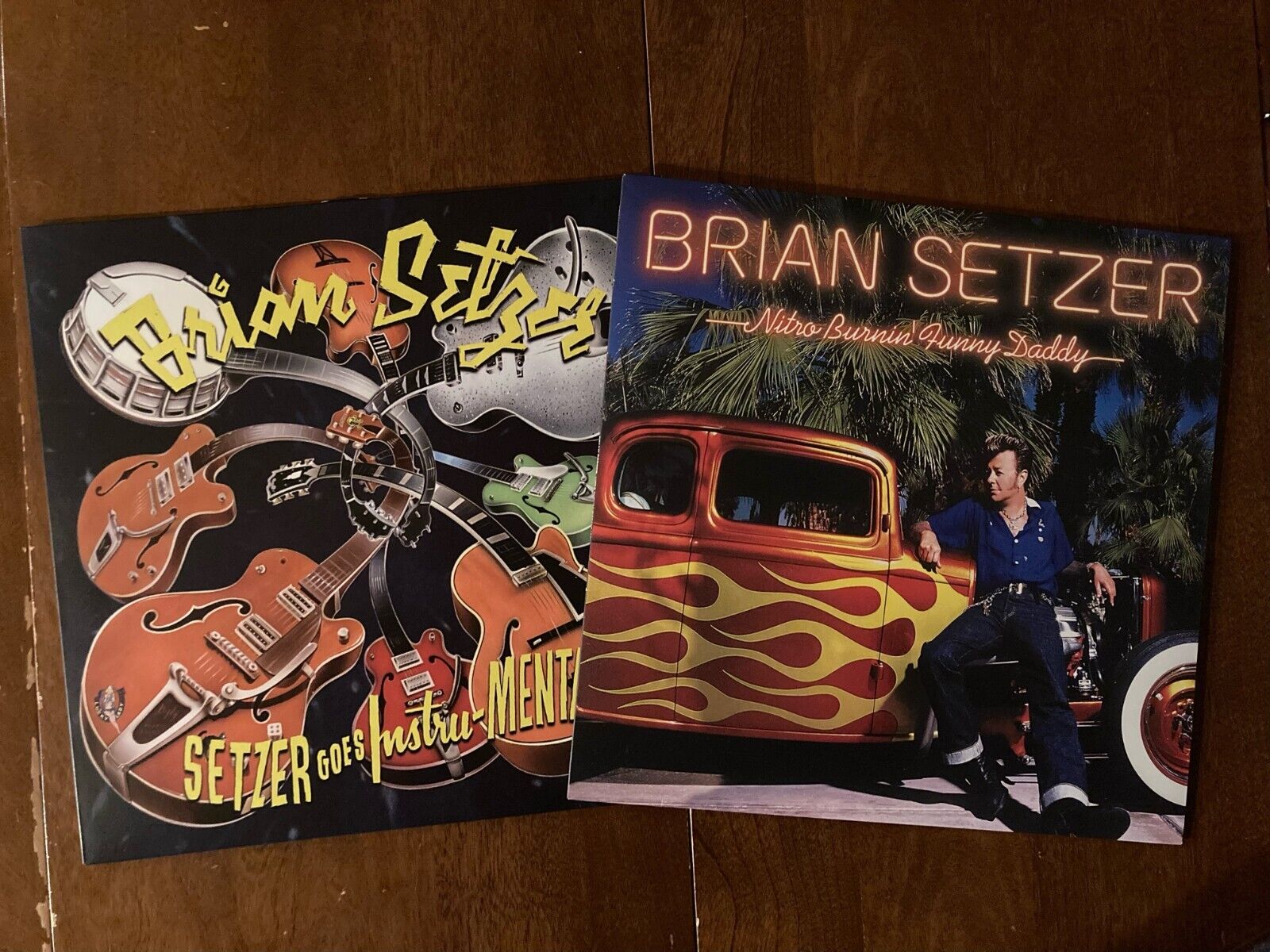 2 LPs Brian Setzer - Setzer Goes Instru-mental & Nitro Burnin' Funny Daddy -used