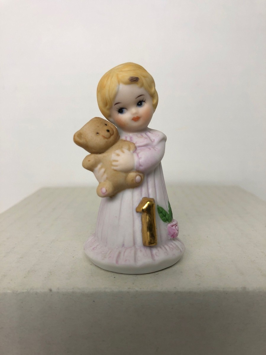 1982 Enesco Growing Up Birthday Girls Age 1 Blonde 2.5" Porcelain Figurine BD