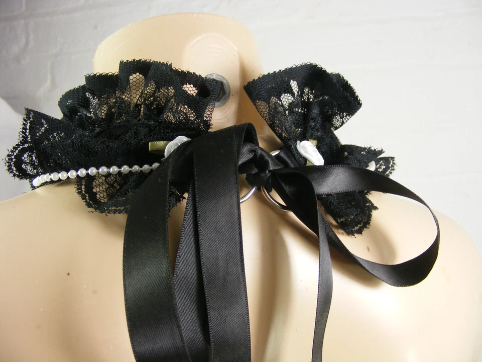 GARGANTILLA SISSY VICTORIANA GÓTICA ENCAJE NEGRO LOLITA DDLG DISFRAZ CAMPANA OPCIONAL  Foto 2 de 4