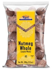 Rani Nutmeg (Jaiphul) Whole Spice, 21-23 Pieces, 3.5oz (100g)