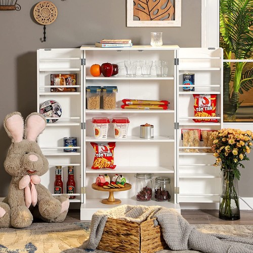 Kitchen Pantry Storage with Doors&Adjustable Shelves Food