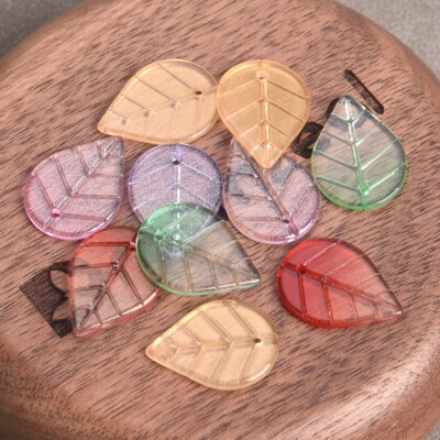 10 Stck 18x13mm Blatt Form Glss Oben Gebohrt Lose Perlen Anhänger DIY
