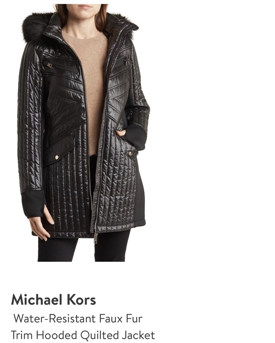 water resistant hooded quilted jacket michael kors