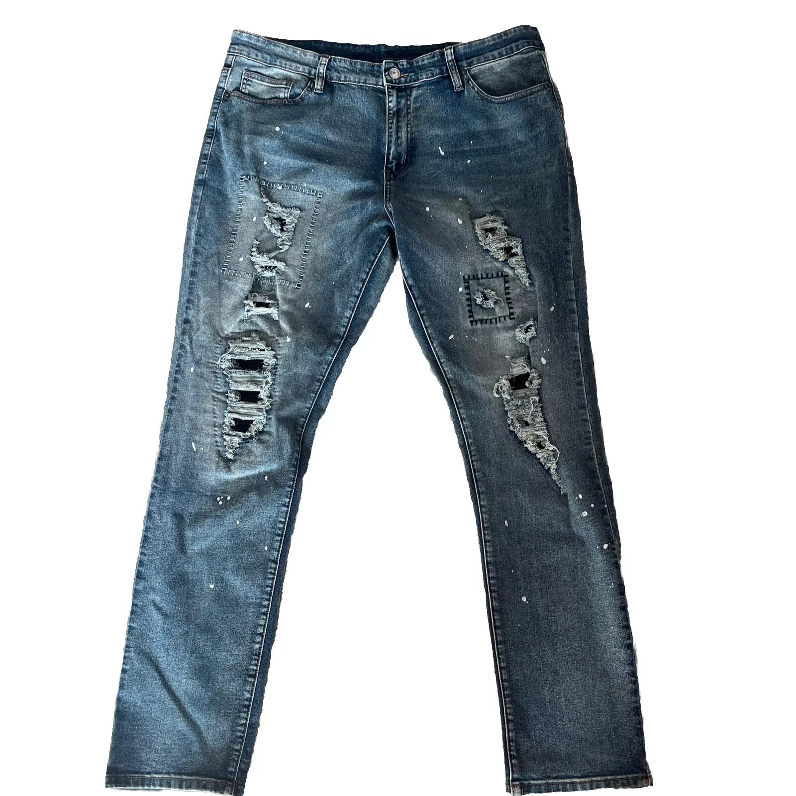 Jean homme Rue 21 Premium skinny supreme flex bleu 42x34 denim détresse année 2000 90