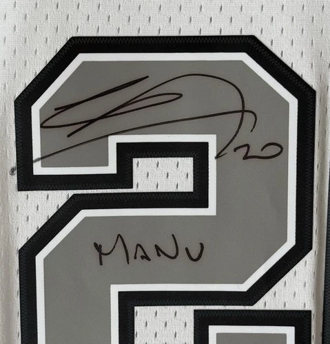 Manu Ginobili 4x NBA FINALS Signed San Antonio Spurs Mitchell & Ness Jersey BAS
