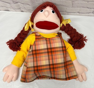 Vtg One Way Street girl Puppet Red Hair Braids Foam Form Muppet Style Dummy