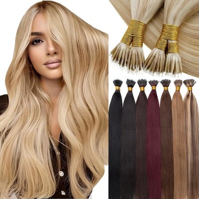 100G Nano Ring Beads Tip Human Hair Extensions Micro Loop Link Real Hair Ombre