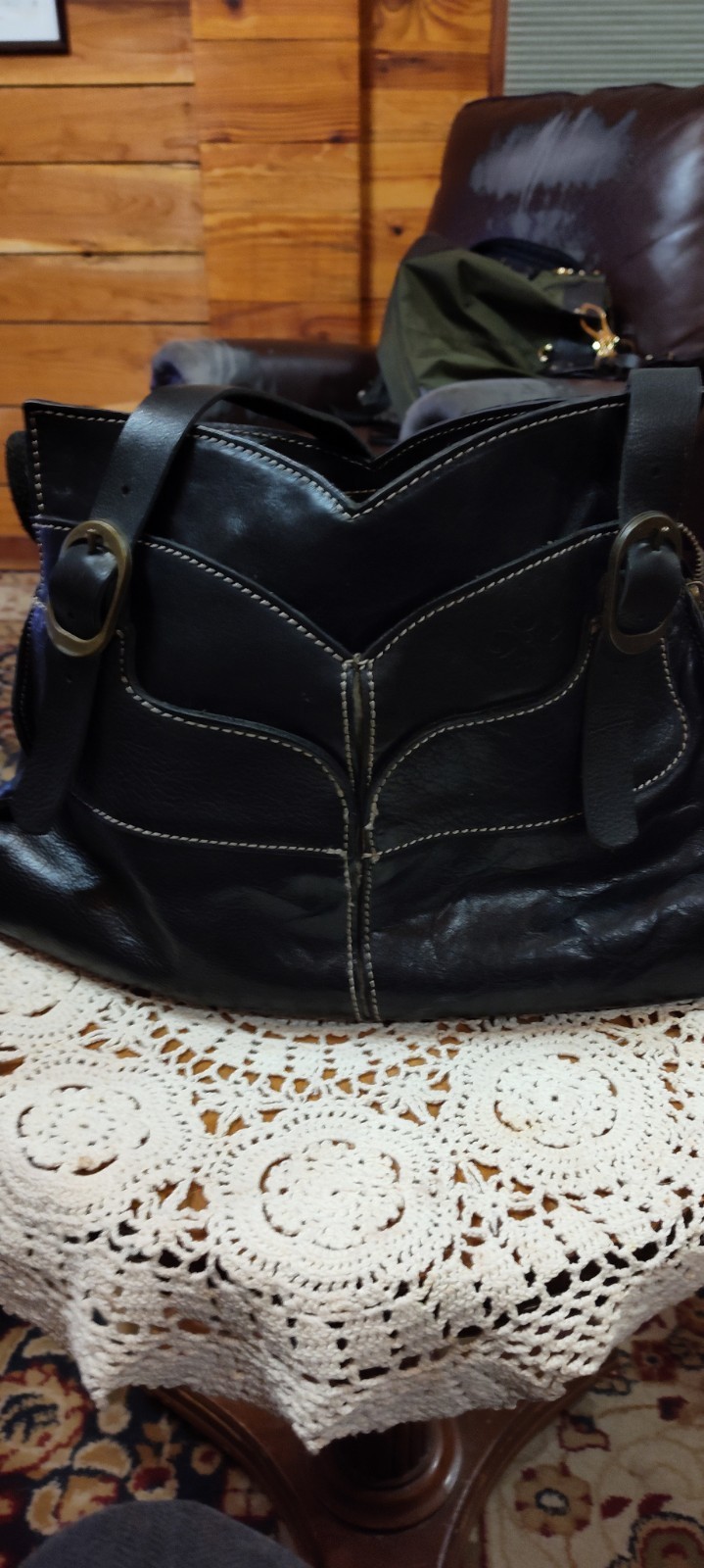 Patricia Nash Black Italian Leather Shoulder Stra… - image 12