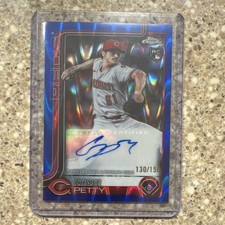 Chase Petty 2025 Topps Chrome Update Blue RayWave Auto /150 Rookie Reds