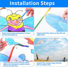 DIY Kids Color Filled Kites with Swivel Line,Colorful Life Painting Kite for ...
