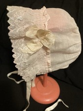 Vintage Antique Pink Baby Infant Bonnet Lace