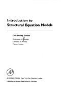 Introduction to Structural Equation Models Hardcover Otis Dudley