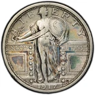 1917-S Type 1 Standing Liberty Quarter PCGS VF Details Scratched Colorful Toning