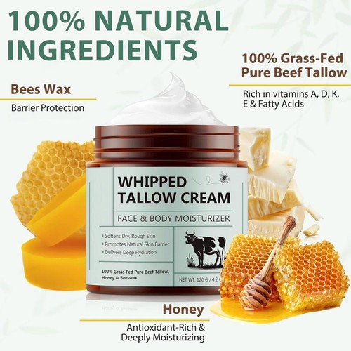 Beef Tallow Balm For Skin, with Honey Grass-Fed Pure Beeswax 120g❉ and P2D4 - Picture 17 of 22