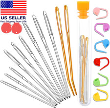 19 PCS Knitting Needles Set, Large Eye Blunt Yarn Needles Kit, Darning Needles f