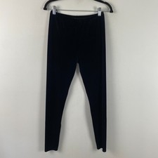 Eileen Fisher XS Black Velvet Ankle Stretch Leggings Elastic Waist Slim Pants