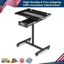 Adjustable Height Mobile Work Table 300Lbs Mobile Rolling Tool Table with Drawer