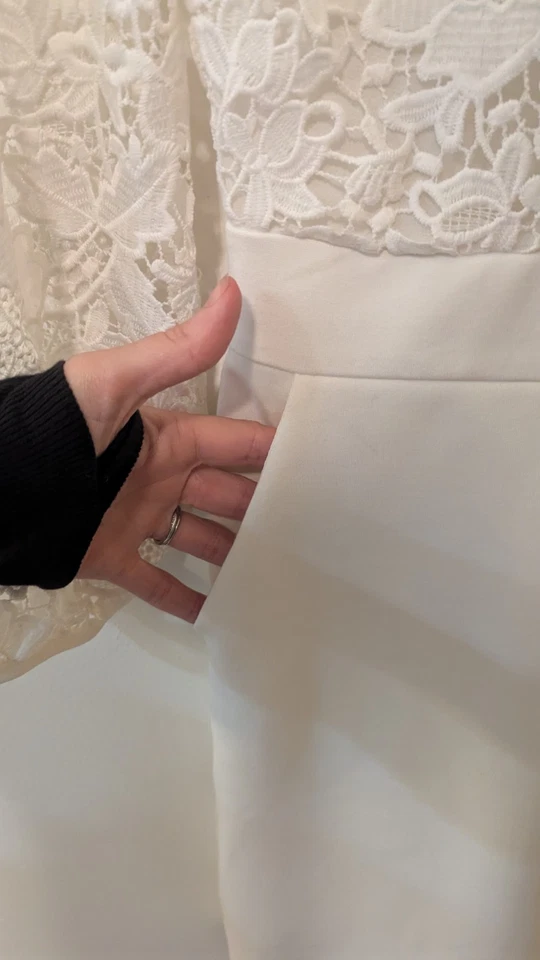 French Connection White Lace Long Sleeve Knee Length Dress Size 4 - image 3 of 4