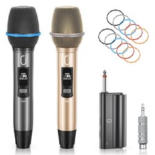 U60 Wireless Microphones, Dual UHF Microphone System with Rechargeable Receiv...