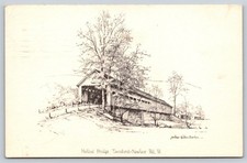 Holland Bridge Townshend Vermont VT Artist Arthur Gibbes Burton c1955 Postcard