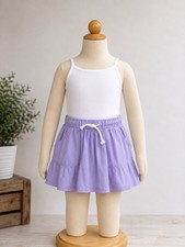 Cat  Jack Girls Lg 10/12 Scooter Skort Drawstring Cotton Skirt Purple Pockets